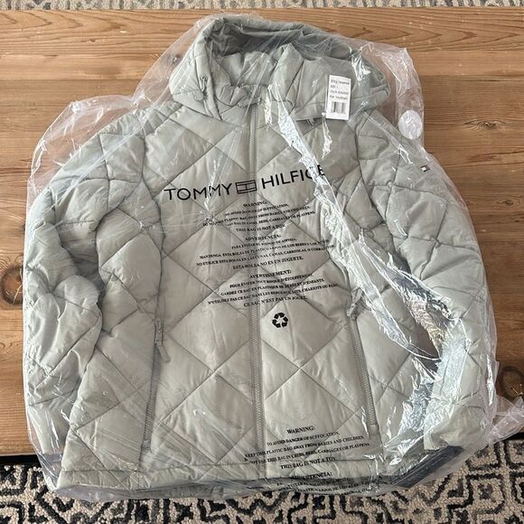 Tommy Hilfiger Womens Every Day Essential Lightweight Coat color Seagrass NWT - Picture 4 of 5